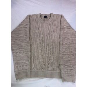 Splendid Mens XL Beige Cable Knit Crewneck Sweater Textured Pointelle Pullover